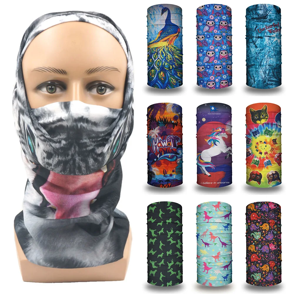 Unicorn Head Bandanas for Men Women Sports Wind Dustproof Undercap Neck Gaiter Headband Cycling Face Mask Cover Balaclava