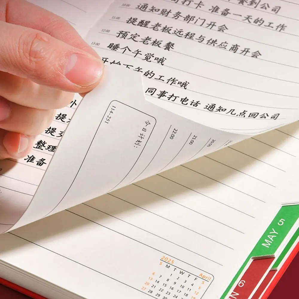 12 Months 2025 Schedule Planner Notepad Thicken Paper Time Management 365 Days Notepad Portable Textured PU a5 Diary Notepad