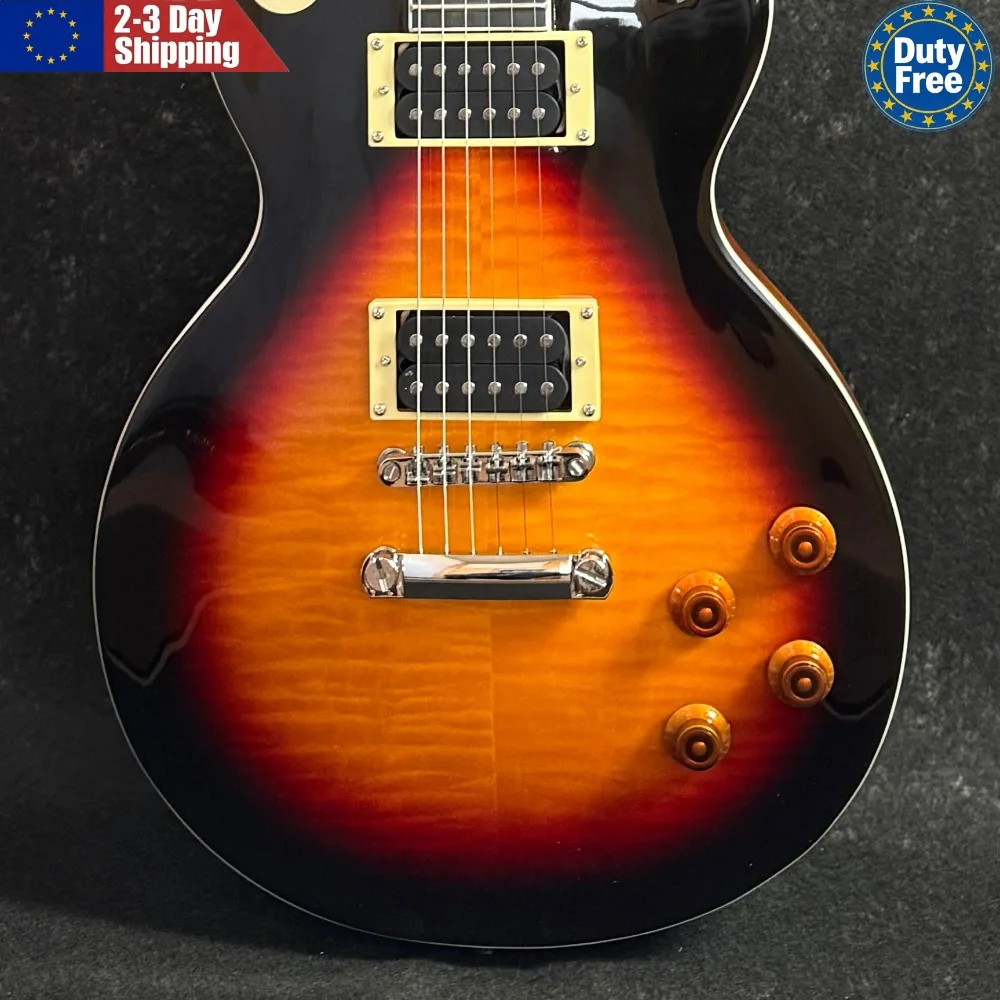 Deutsches Lager Gelbe E-Gitarre mit Mahagoni-Korpus, HH-Tonabnehmern, 22 Bünden und Chrom-Hardware