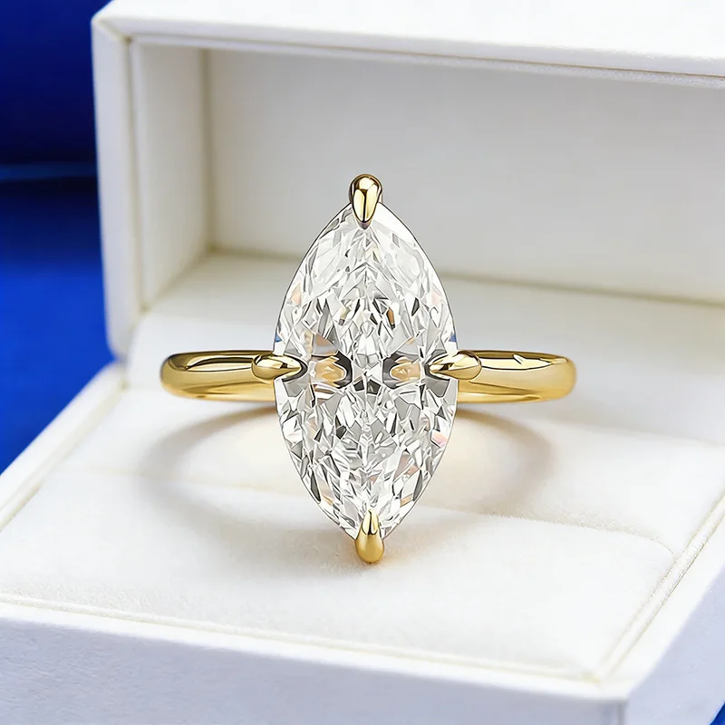 

18K Gold 2CT 6*12MM Marquise Cut Moissanite Wedding Rings S925 Sterling Silver for Women Lab Diamond Party Jewelry Gift