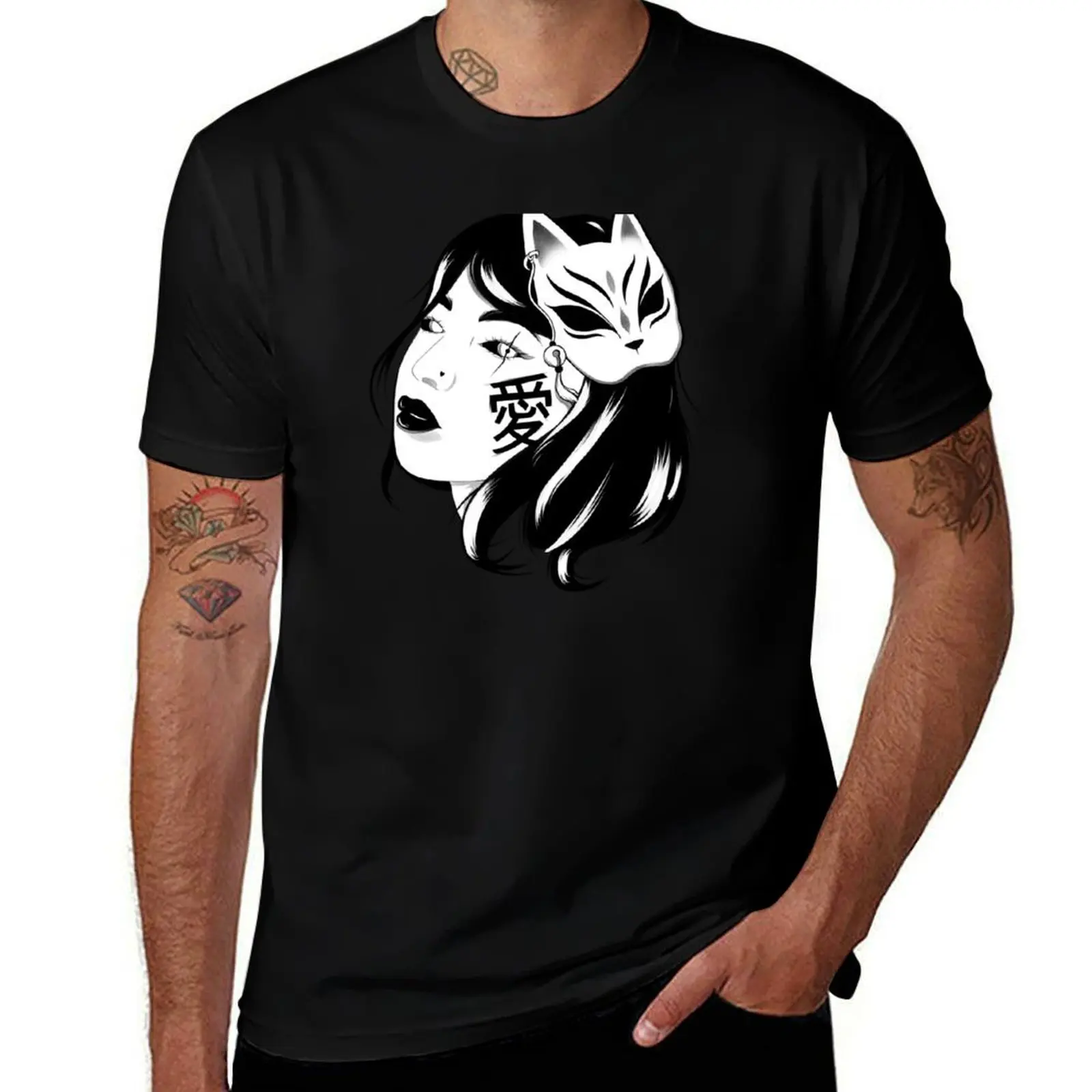 

Japanese Masked Girl T-Shirt t shirt custom print cotton t shirt man T-Shirt