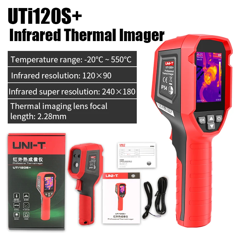 UNI‑T UTi120S+ Industrial Thermal Imager,‑20℃‑550℃,120×90 IR Resolution with 2X Super‑Resolution(240×180),7 Color Palettes