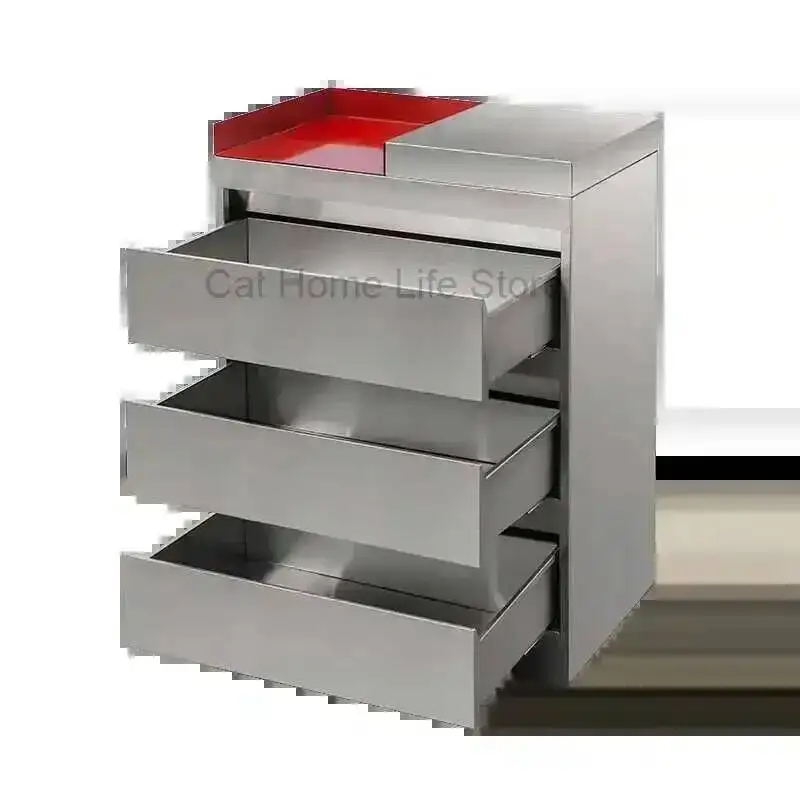 Klappbare Salonwagen aus Edelstahl, Barber GreyTrolley, Kosmetiksteckdosen, Hilfswagen, Schönheitsstühle, Shampoo, Buche, Make-up