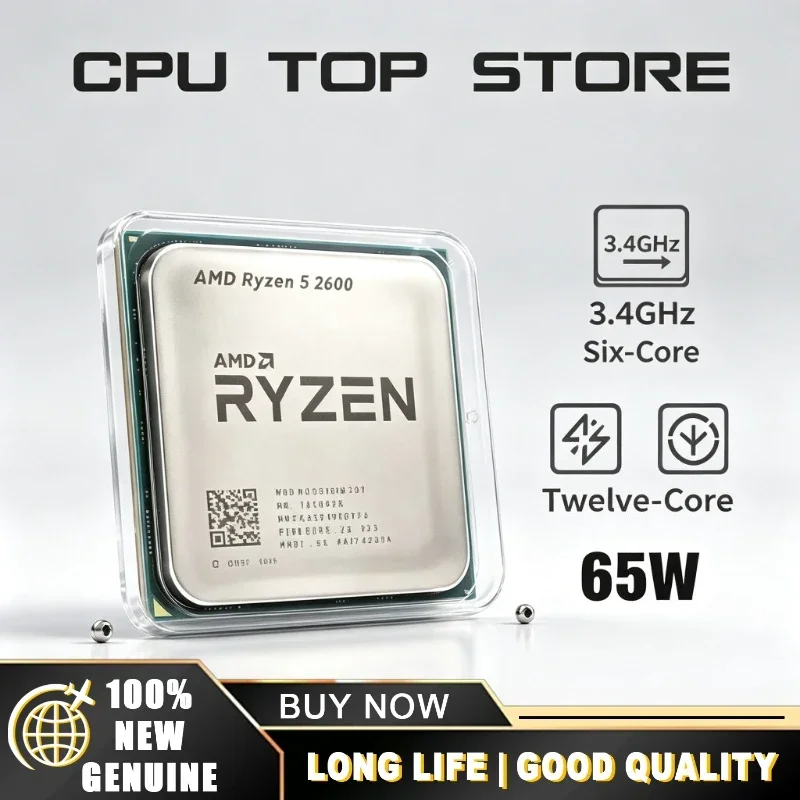 AMD Ryzen 5 2600 Socket AM4 CPU Processor 6-Core 12-Thread 3.4GHz 100% Brand New and Original R5 2600 but Hot Sale