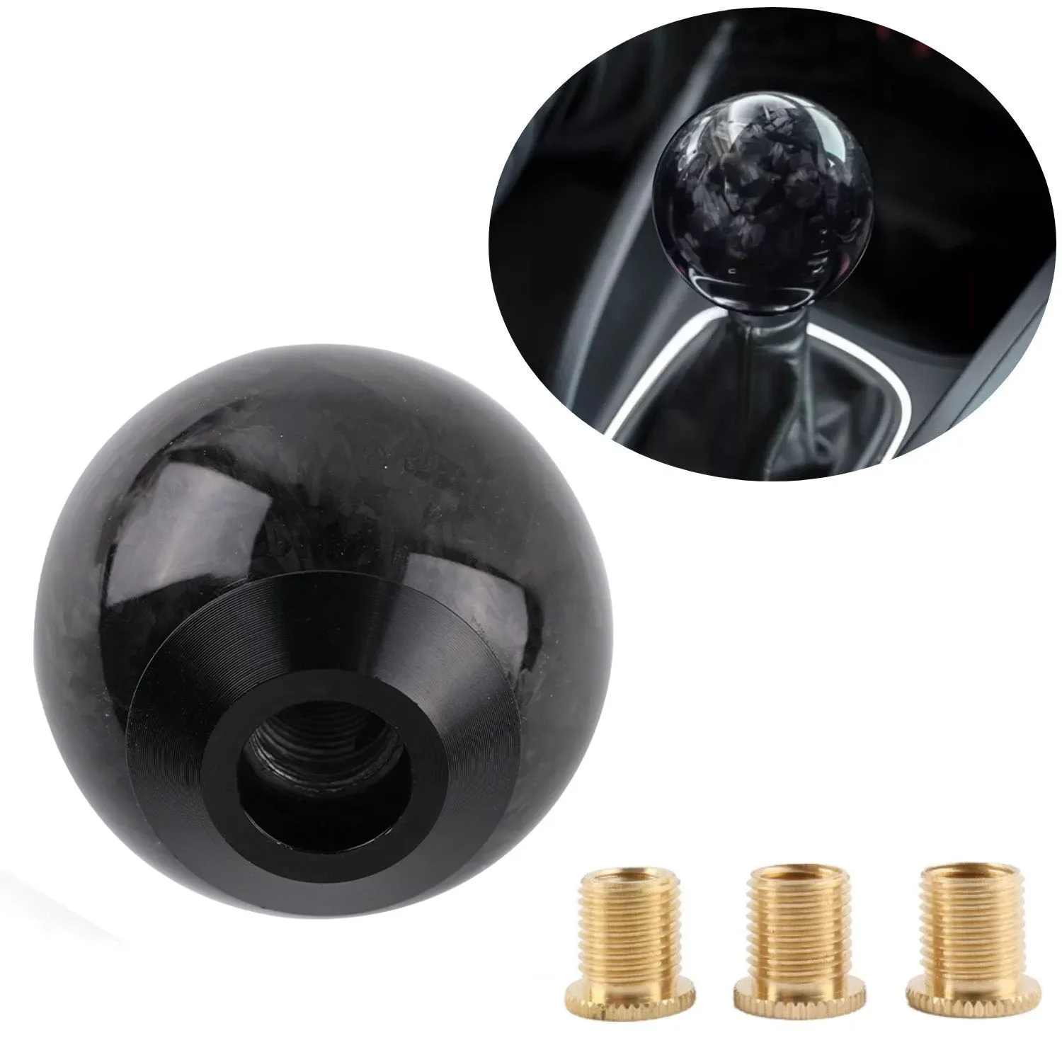 Universal Forged Carbon Fiber Car Gear Shift Knob Ball Shape Shifter Head Lever