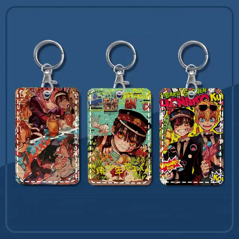 Toilet-bound Hanako-kun Japan Anime Card Case Keychain Access Card Bag Key Tag Ring Leather Card Holder Key Ring Access