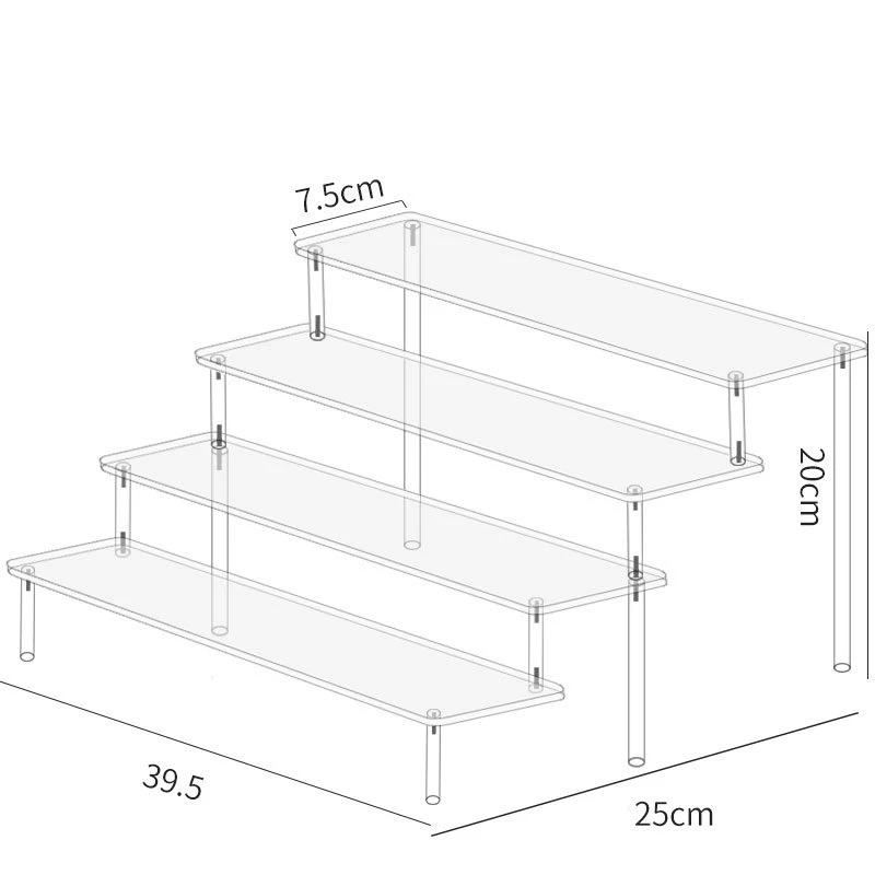 Acrílico Limpar Display Risers, Boneca Cupcake Rack, Perfume Organizador, Caixa Cega Transparente, Prateleira De Armazenamento, POP Figuras, 1-4