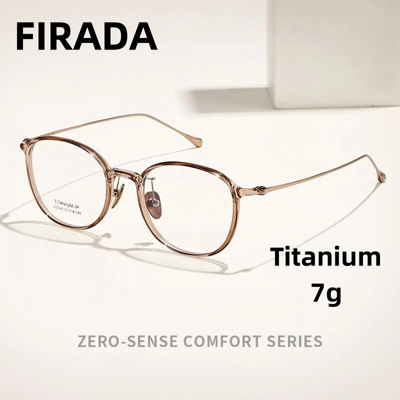 

FIRADA Fashionable Luxury Glasses Retro Comfortable Titanium Eyeglasses Sexy Optical Prescription Eyewear Frame Women 50045-C