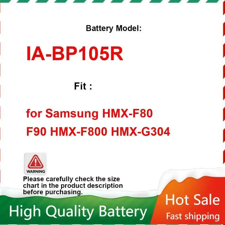 Reliable Replacement IA-BP105R Rapid Charging Camera Battery For Samsung Hmx-F80 F90 Hmx-F800 Hmx-G304 1100Mah