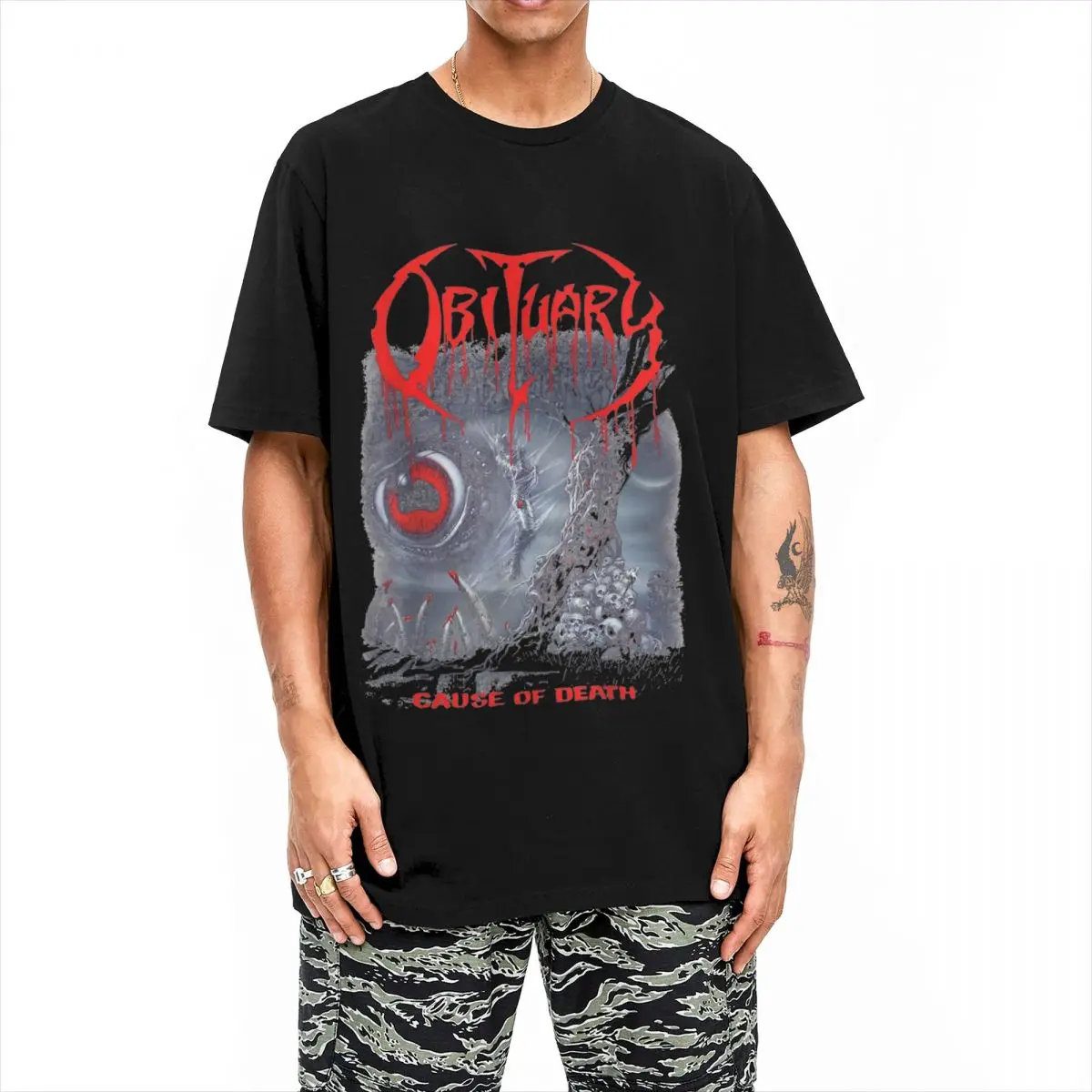 Obituary Bring The Noise T Shirt for Men Women Pure Cotton Novelty T-Shirts Death Metal Band Tee Shirt Short Sleeve Clothes