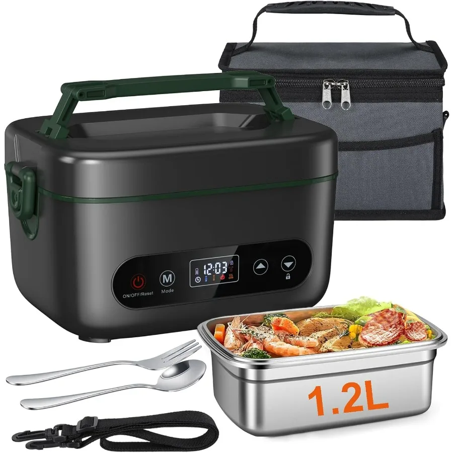 

100W Cordless Electric Lunch Box for Adults 24000mAh Heated Lunch Box Battery Powered 1.2L Self-Heating Lunchbox Portable Food