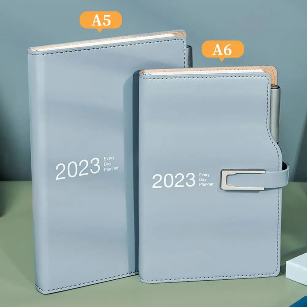 

Thickened Page Pen Insertion Magnet Buckle Office Notebook 2023 A5/A6 Daily Weekly Planner 365 Days Agenda Calendar Notepad