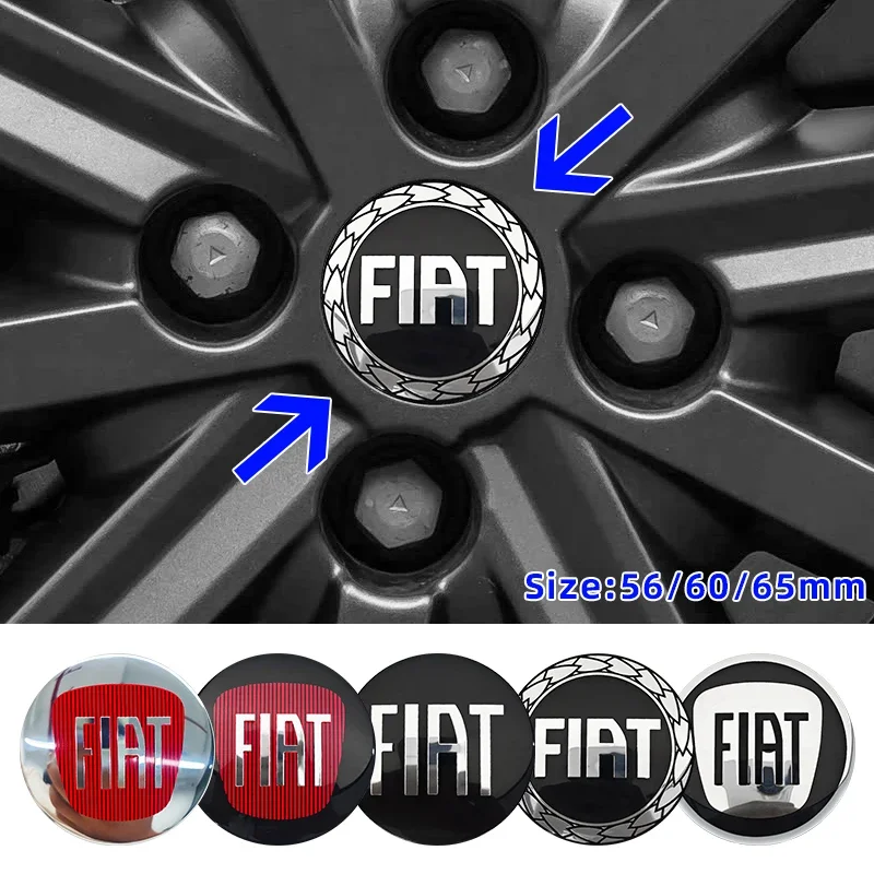 4pcs 56mm 60mm 65mm Car Wheel Center Emblem Hub Caps Stickers For Fiat 500 Punto Abarth Stilo Palio Bravo Doblo Aegea Strada