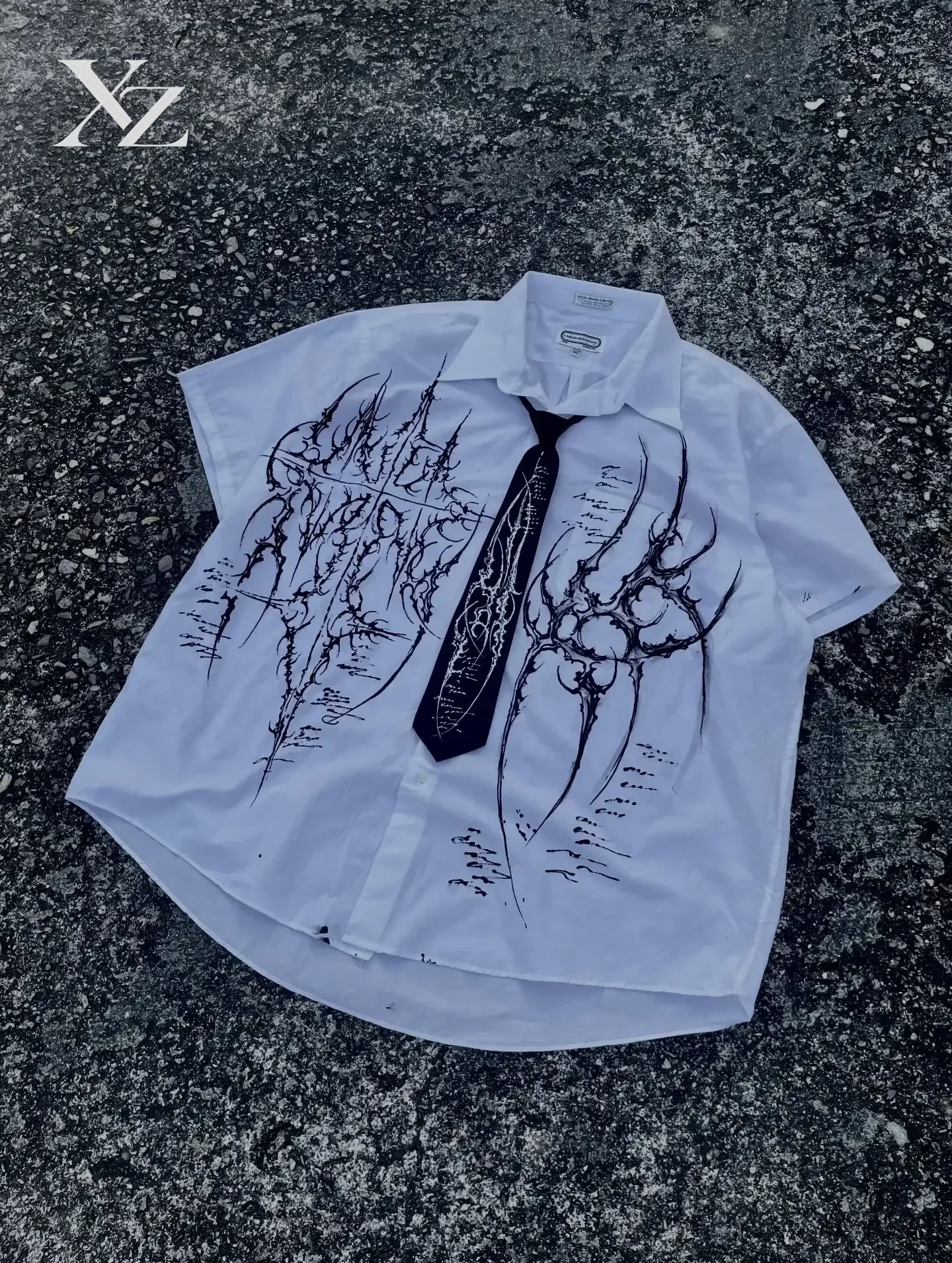 Gothic Polo Shirt Printed Mens Rock T-shirt Y2K Super Hip-Hop Button-Neck Shirt Punk Casual T-shirt Simple Stylish Couple Packs