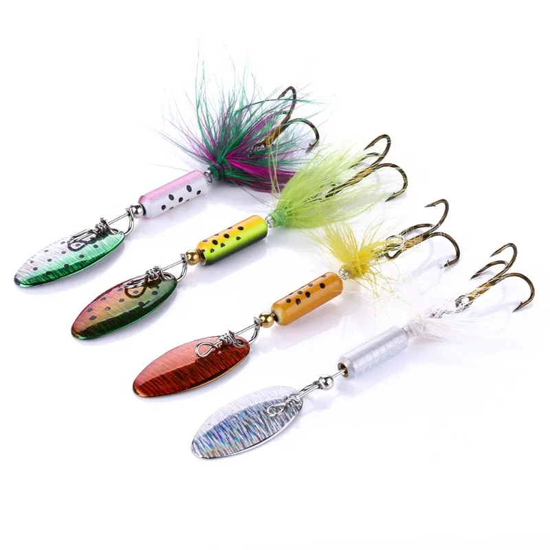 1pcs  Micro Metal Spinning Spinner Lure 6.5cm 3.5g  Composite Spinner Feathered Spoon-Type Spinning Lure Fishing Lured