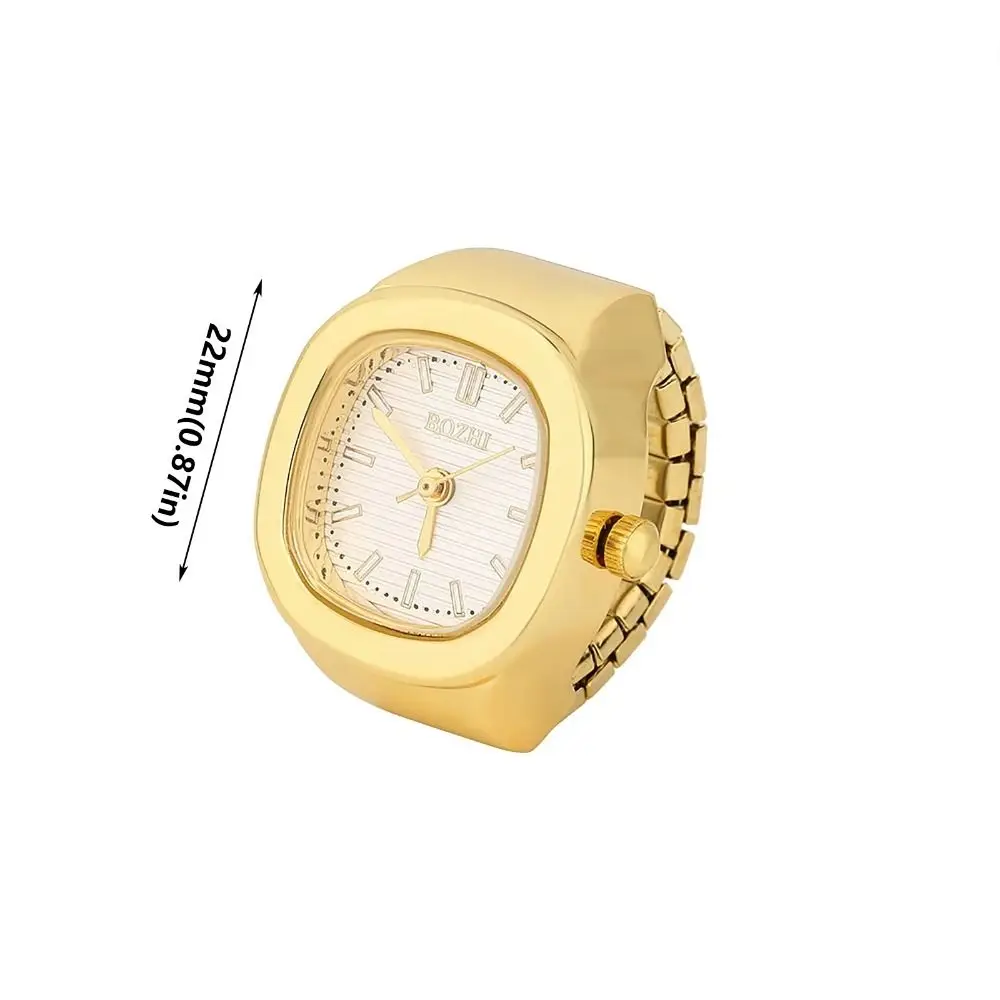 Orologio con anello da dito regolabile creativo Mini orologio al quarzo semplice Orologio da coppia vintage quadrato da uomo e da donna
