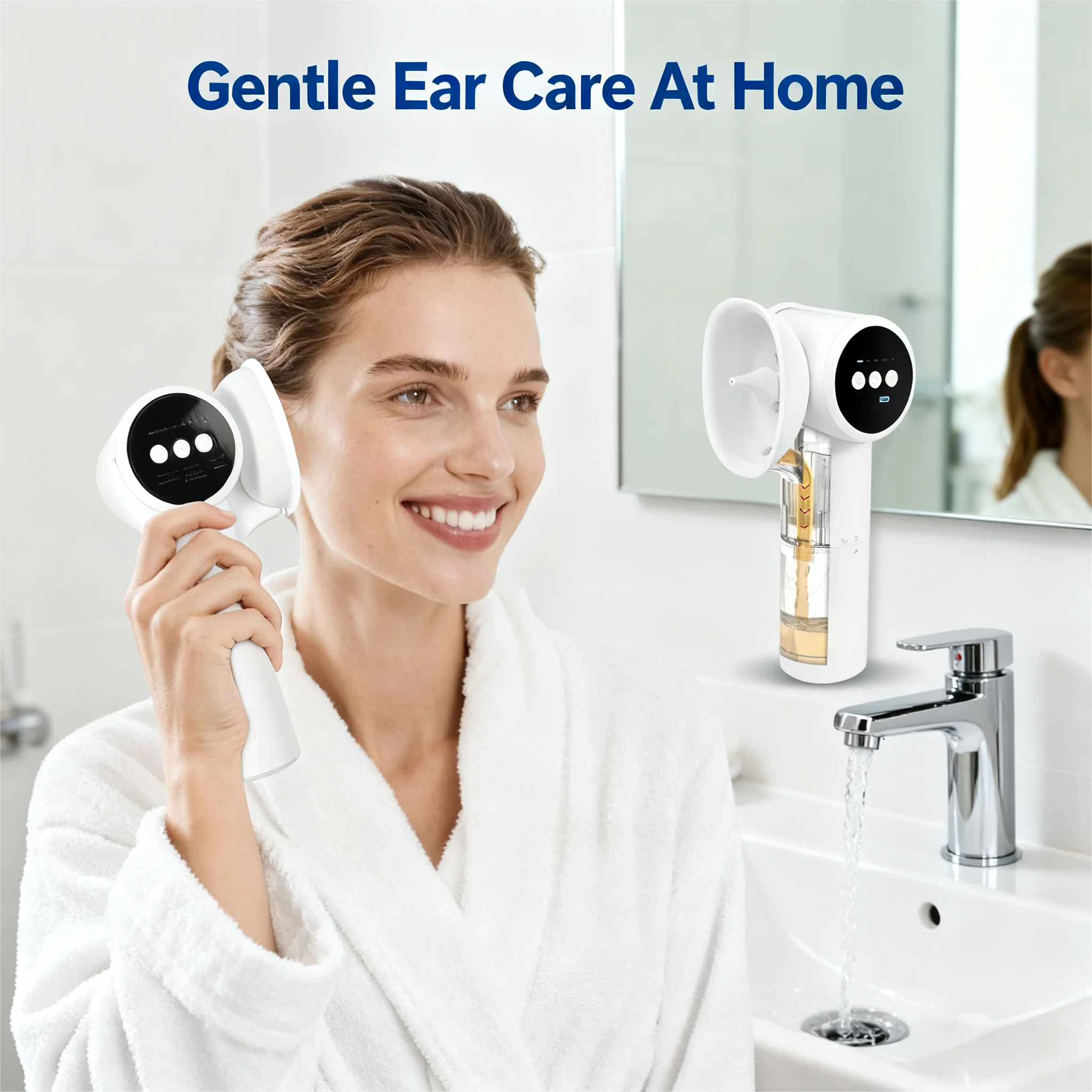 

Ear Wax Removal, 2-in-1 Cleaning & Warm Air Drying, Ear Cleaner with Dual-Compartment Design is One-Piece Waste