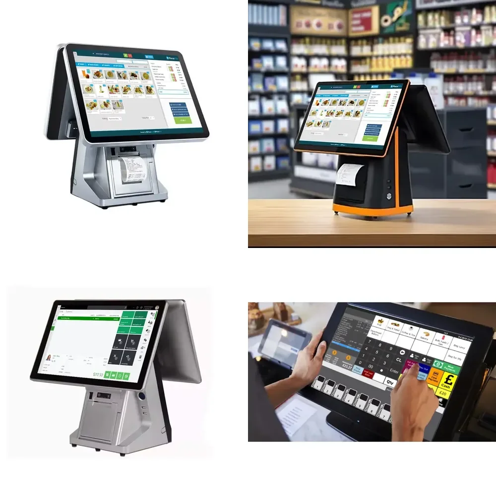 Dual Screen 15.6 Inch Touch POS Cash Register with Built in 80mm Printer Android Win11 System AIO Terminal for Retail Points