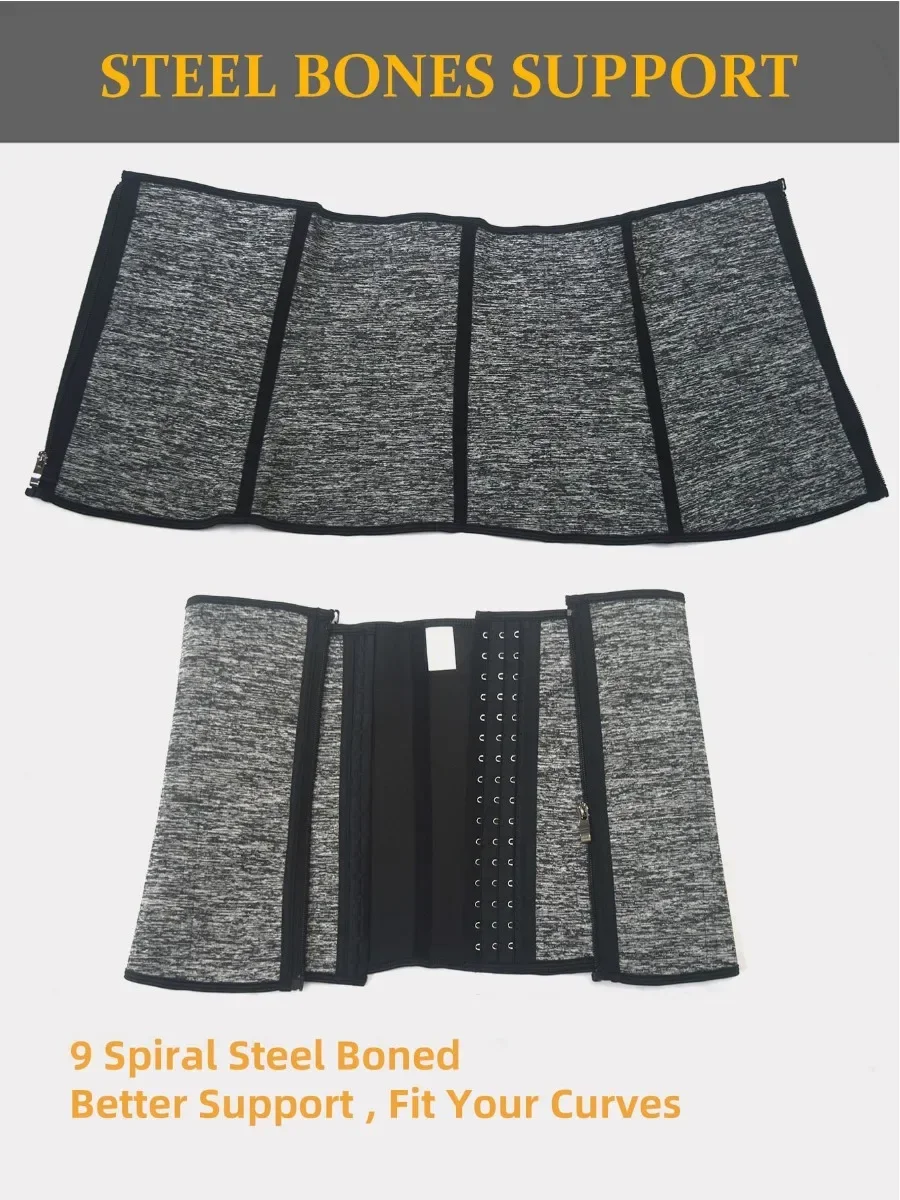 Mulheres neoprene cintura trainer cinchers com zíper & ganchos suor cintura trimmer para treino cinto espartilho shapewear menor gordura da barriga