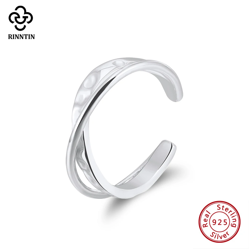 

Rinntin Genuine 925 Sterling Silver Finger Ring for Women Open Adjustable Ring Party Festival Gift Daily Versatile Jewelry GAR08
