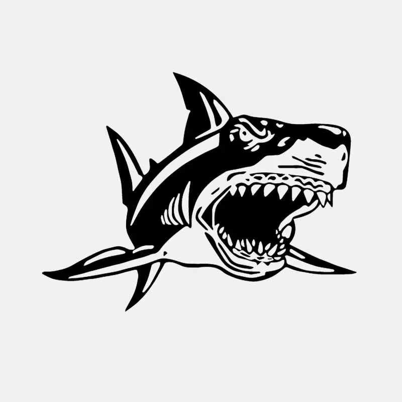 

Car Sticker PVC Decal Angry Shark Fish Teeth Marine Car Decoration Sticker Creative Cover Scratch Black/white, 16cm*12cm