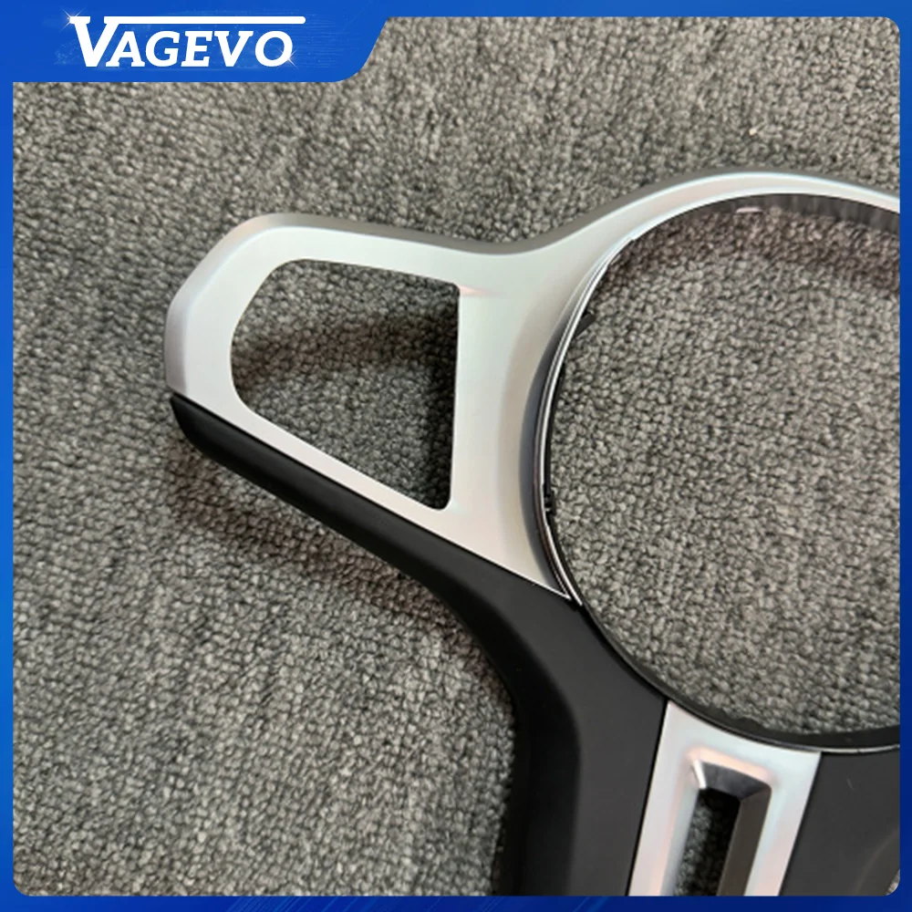 For BMW G-Chassis Sport Steering Wheel Cove Silver & Black Low Spec Without Heating Holes & Button Frames Auto Tuning Parts view 3