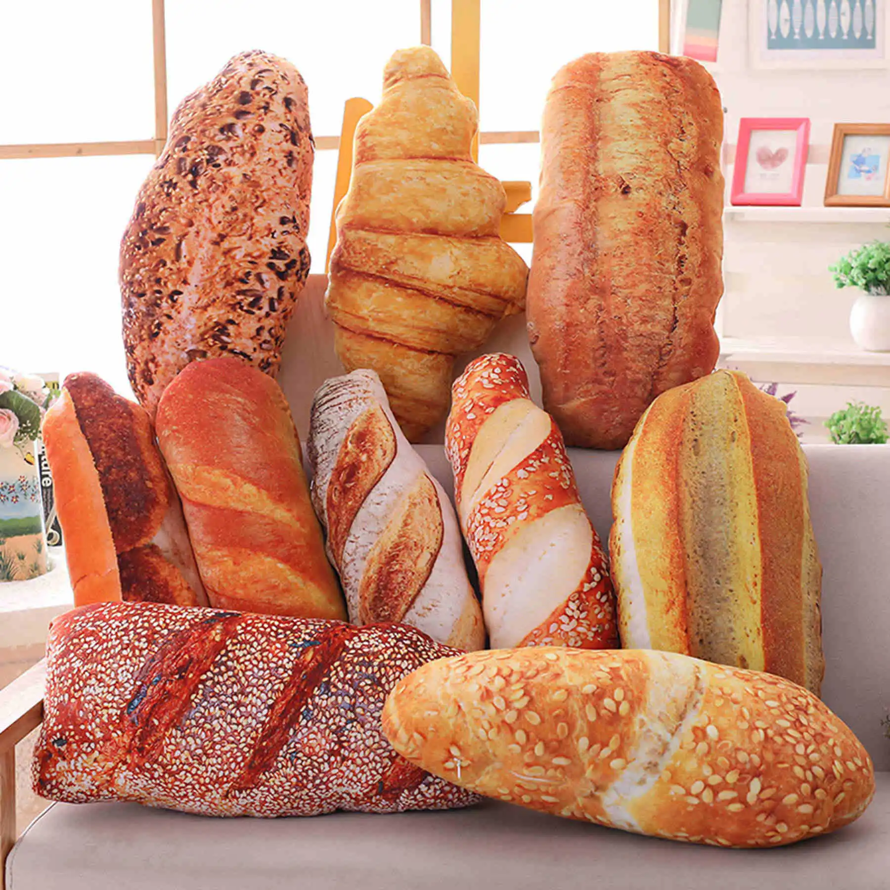 Unique 3D Simulation Bread Shape Pillow Beefsteak Cushion Food Plush Pillow Backrest Cushion Nap Cushion Home Dec Birthday Gifts