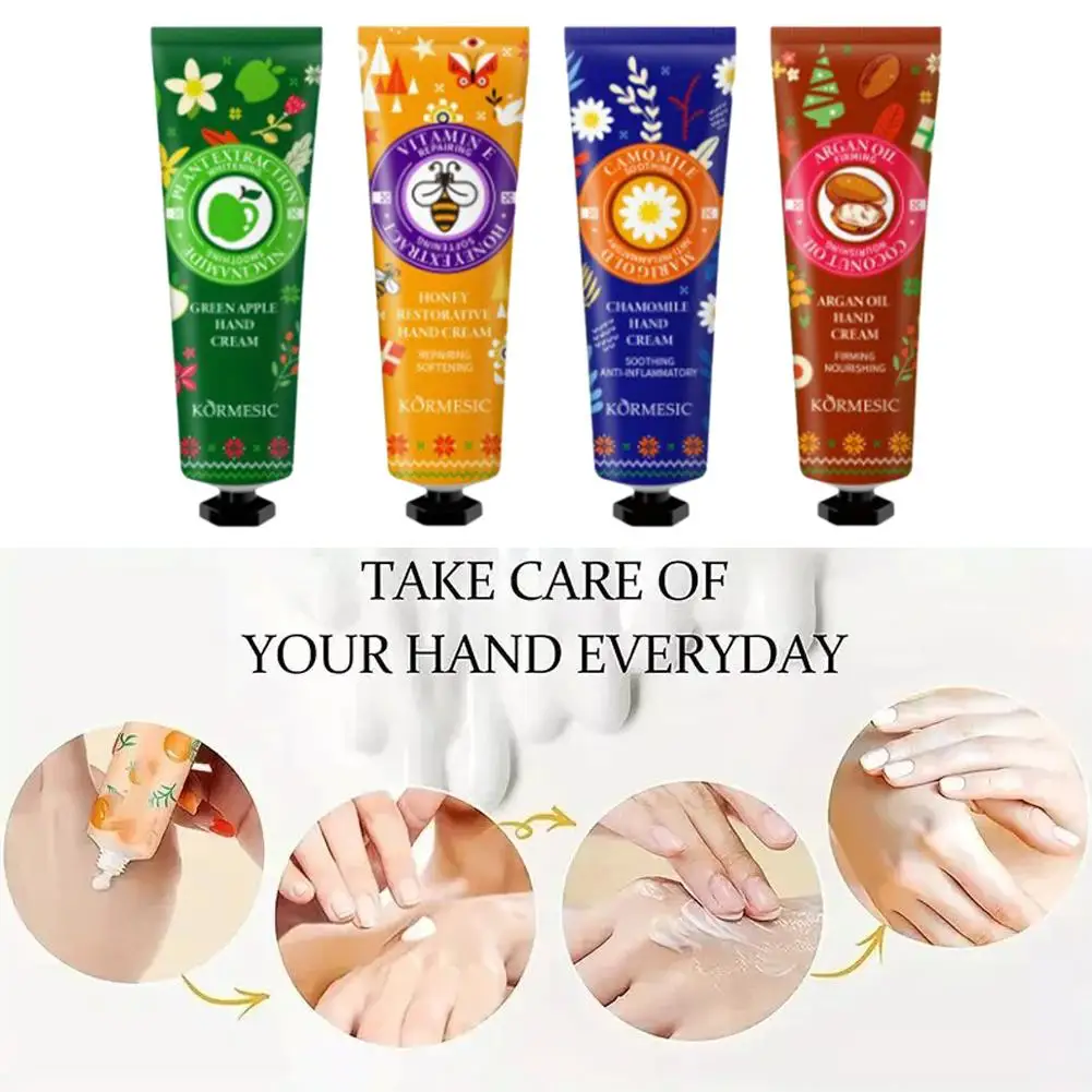 Christmas Hand Cream Fragrance Gift Box 4-piece Set Moisture Prevent Dry Cracking Gently Nourishes Rejuvenat Treat For Hand Skin