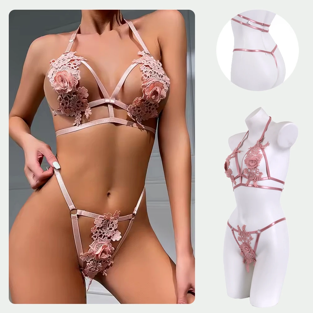 

Lingerieset Dames New Women's Underwear Sexy Lingerie Panties and Bra Set Romantic Lingeries Set Hot See-through Thong