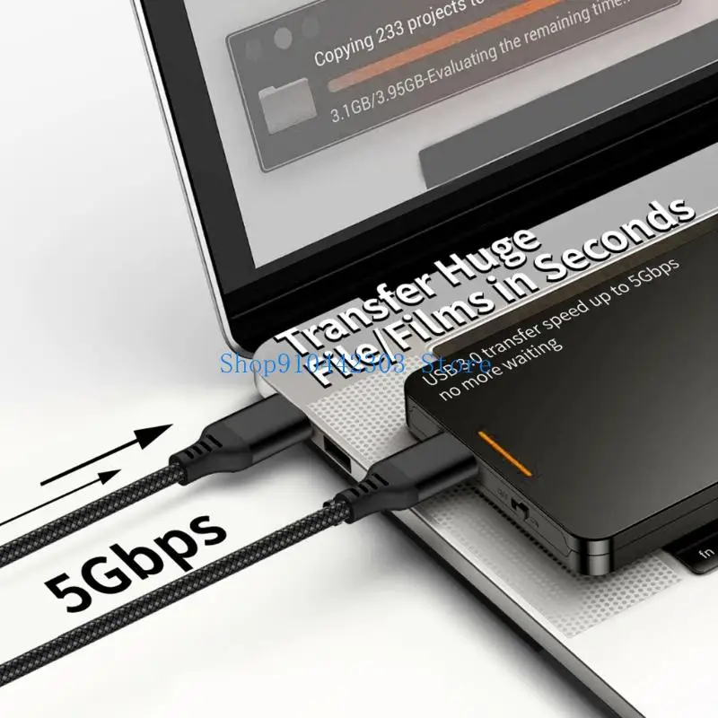 L4MD USB 3.0-Stecker auf Stecker, geflochtenes Kabel, schnelle Datenübertragung mit 5 Gbit/s für Drucker – Detail 5
