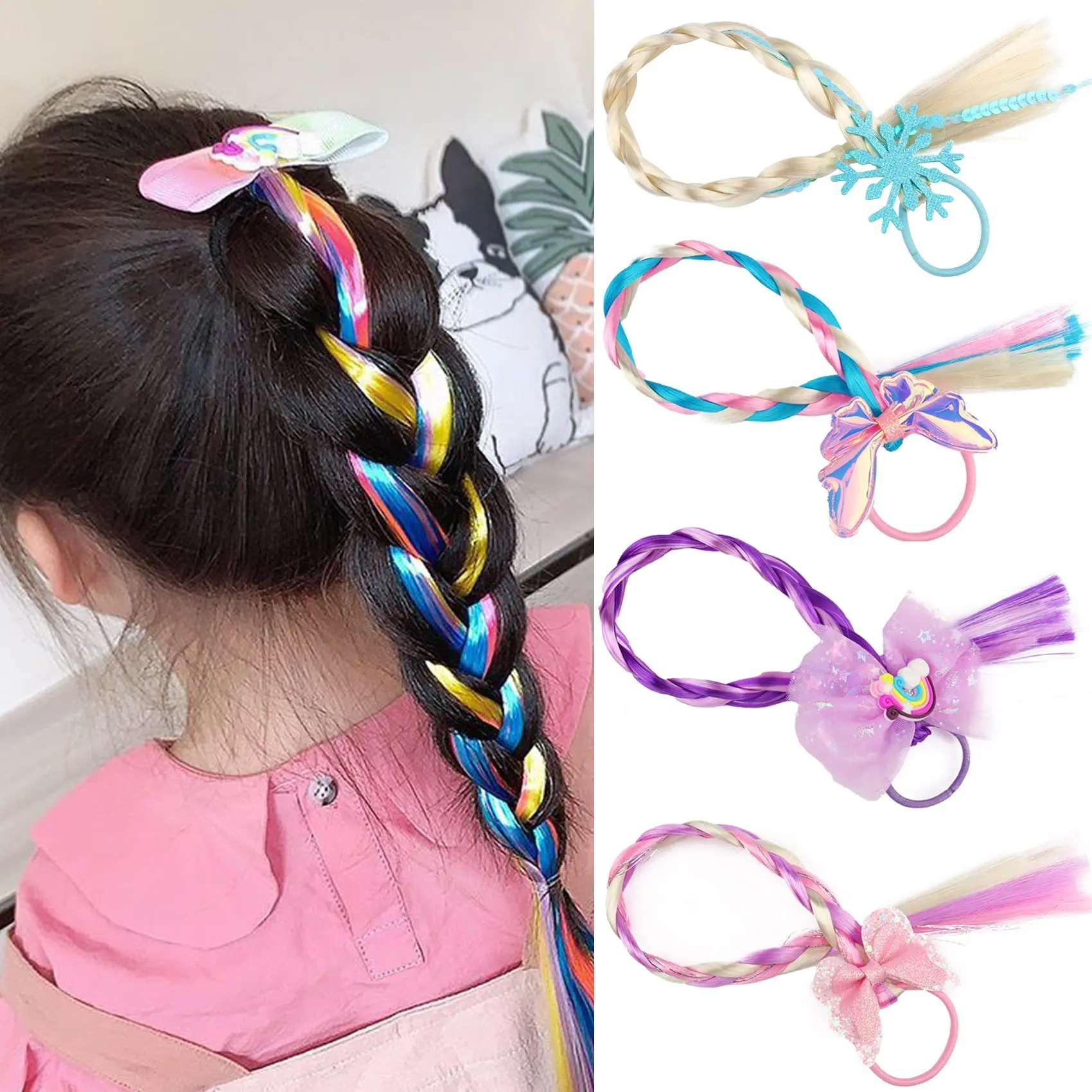 2pcs Princess Braid Elsa Headband Hairpiece Cosplay Braided Wigs for Elsa Dress Up Set for Toddler Girls Party Wedding Birthday