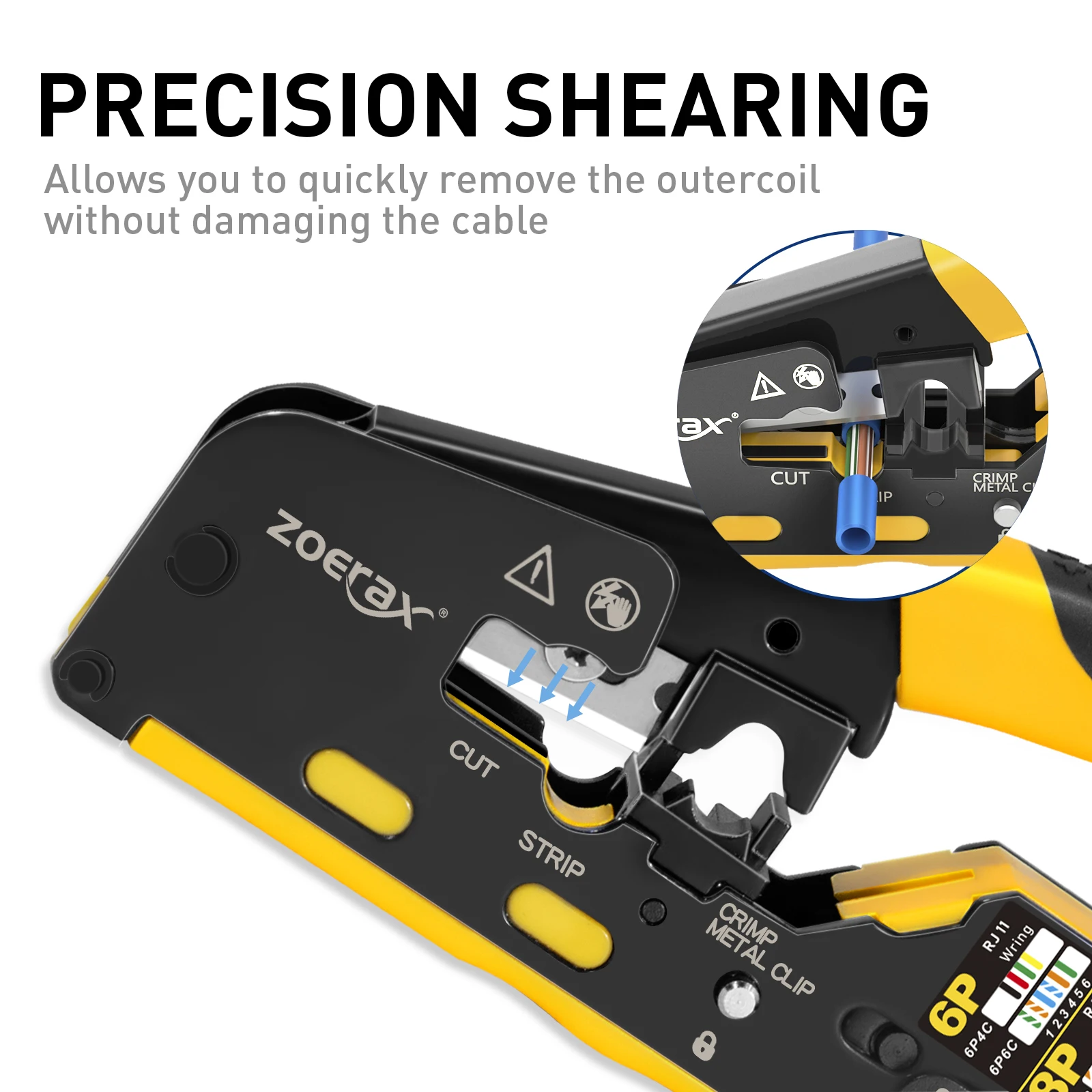 ZoeRax RJ45 Cat7 alat Crimping Ethernet, alat pengeriting pemotong kawat untuk Cat7 Cat6a Cat6 Cat5e melewati konektor