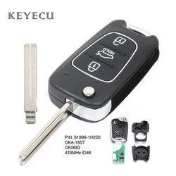 Keyecu Upgraded Flip Remote Key Fob 3 Button 433MHz ID46 Chip for Kia Ceed 2009-2010 P/N: 81996-1H200 OKA-185T