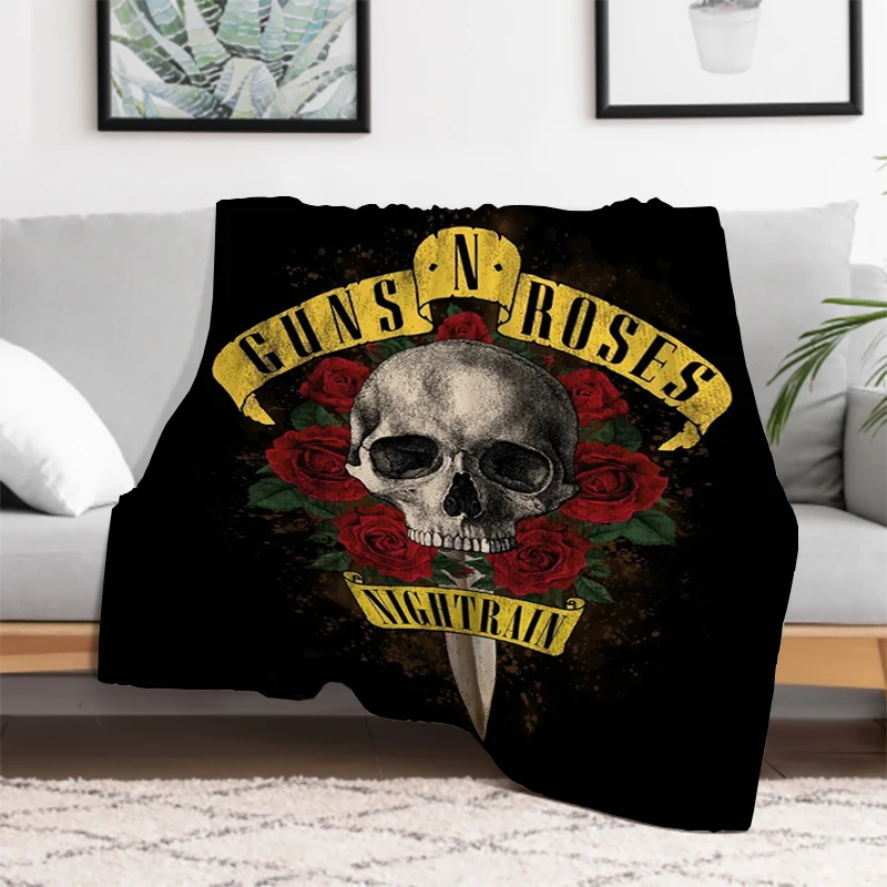 Guns N Roses Rock Band Luxury Blanket Fluffy King Lid Blankets Sofa Catnap Microfiber Bedding Knee Bed Throw Decorative Fleece