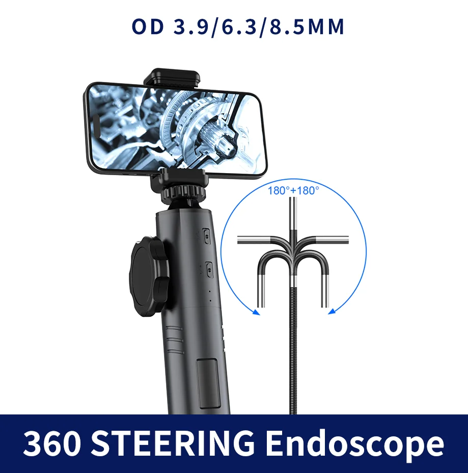 Endoscope rotatif tournant 3.9MM / 6MM pour voitures 180 °   Caméra d'inspection endoscopique pour endoscope industriel de direction iPhone Android PC