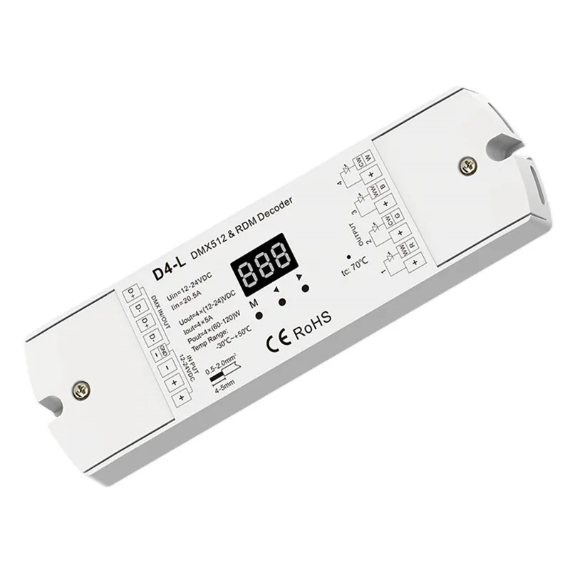 Skydance DMX Decoder Numeric D4 D4-E D4-XE D5 D12 D24 DS DS-L DMX512-SPI Decoder Controller CV Display/Din Rail/Multiple dimming