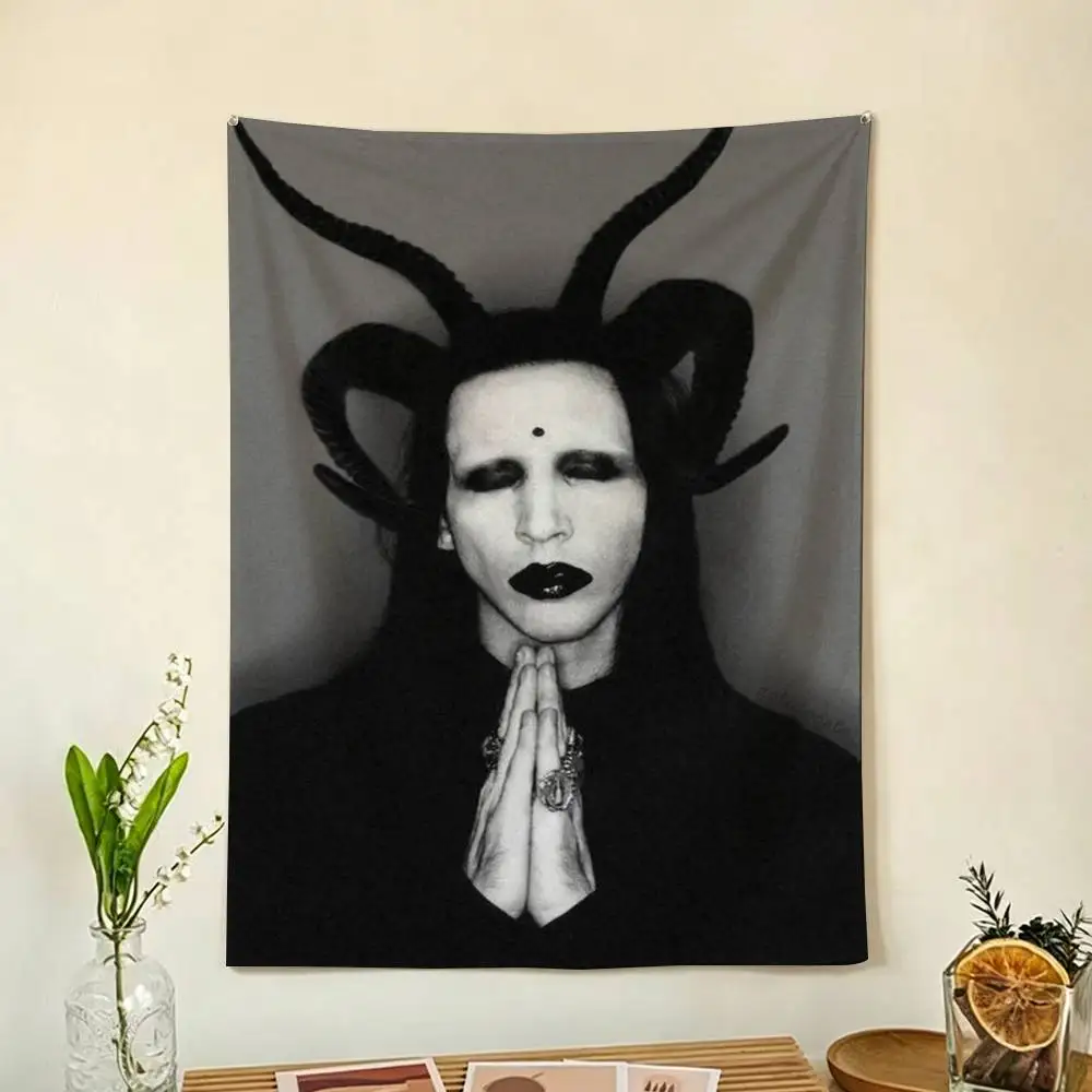 M-Marilyn Death Rock Mr-M-MansonS Flag Digital Printing Banner for Garage Wall Out Door Decoration