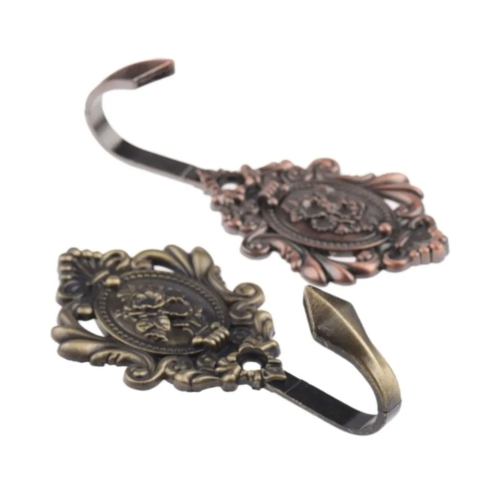 2Pcs Rose Pattern Cloth-hat Hook New Solid European Classic Drapery Curtain Tieback Hooks Zinc Alloy Wall Hook