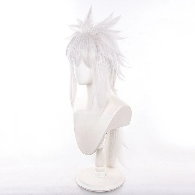 Jiraiya Cosplay Wig Men 80cm Long Silver White Wig Cosplay Anime Wigs Heat Resistant Synthetic Wigs for Daily Party Costume