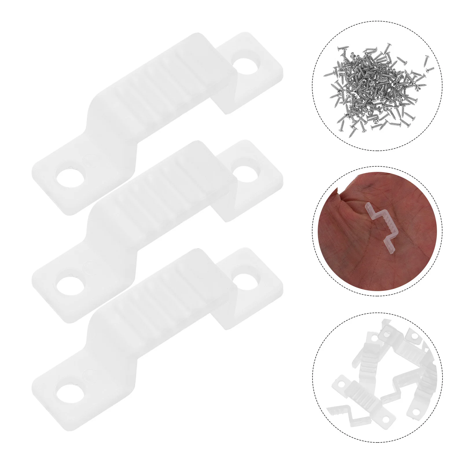 100 قطعة مقاطع تثبيت شريط الضوء استخدام طويل الأمد مناسب لتطبيقات متعددة مقاطع شريط الضوء مصباح المشابك