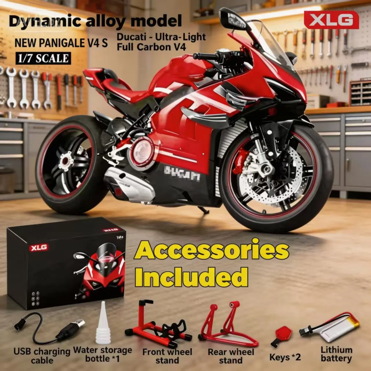 

For Ducati V4s Ignite Start Smoke Effect 1:7 Panigale motorcycle alloy simulation model Large decoration project birthday gift