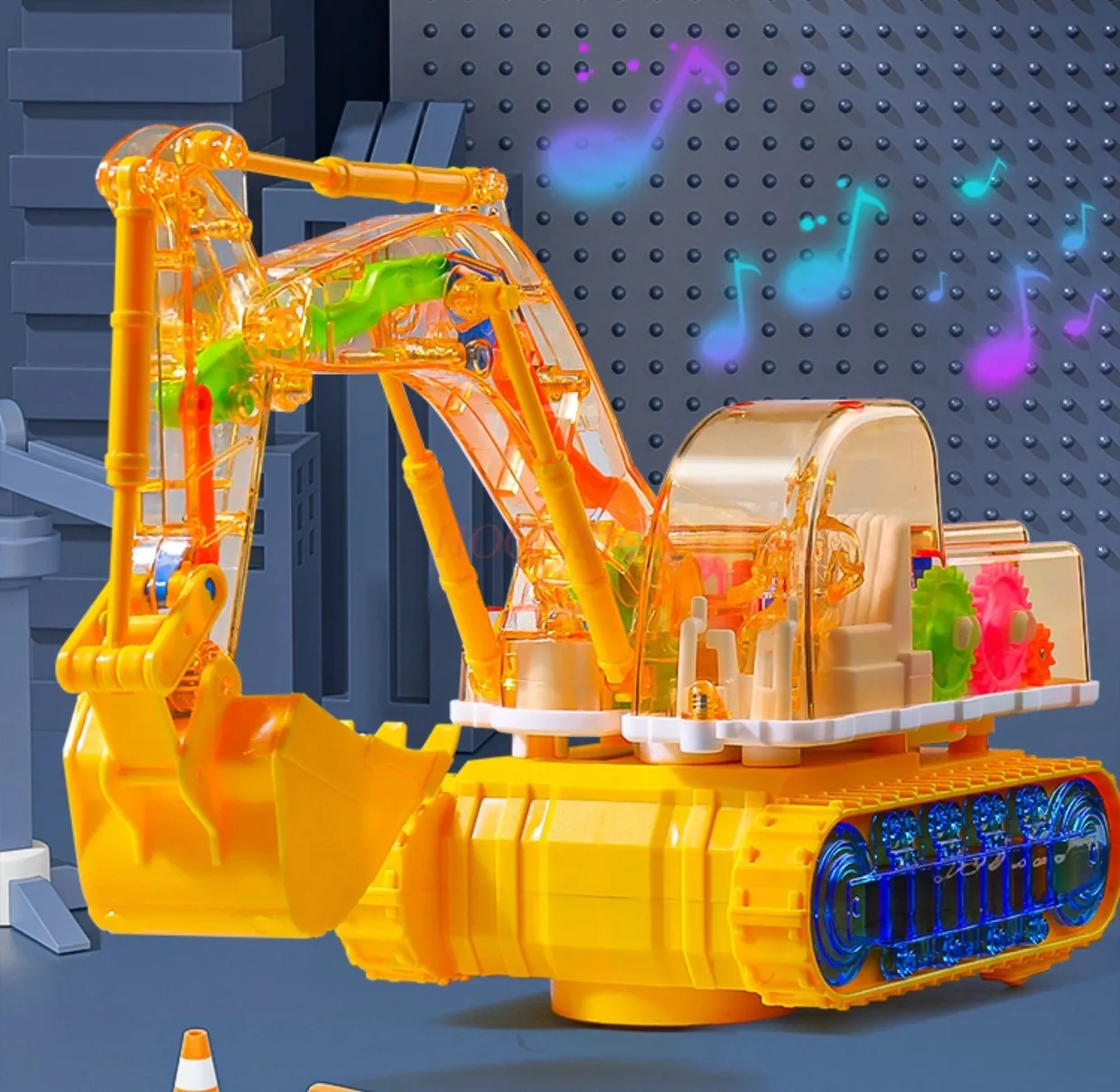 เด็กไฟฟ้าโปร่งใสเกียร์ Excavator ของเล่นเด็กเพลงของเล่นรถไฟฟ้า Universal วิศวกรรมยานพาหนะ Excavator