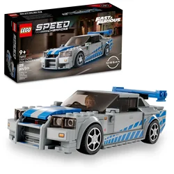 LEGO Speed Champions 2 Fast 2 Furious Nissan Skyline GT-R (R34), Race Car Toy Model Building Kit Racer Minifigure Gift 76917