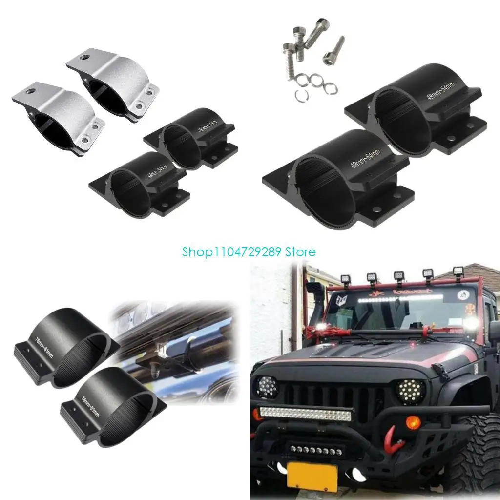 D8KE Offroad SUV Bullbar Tube Light Bracket Bar Roll Cage Lamp Clamp Mounting Holder