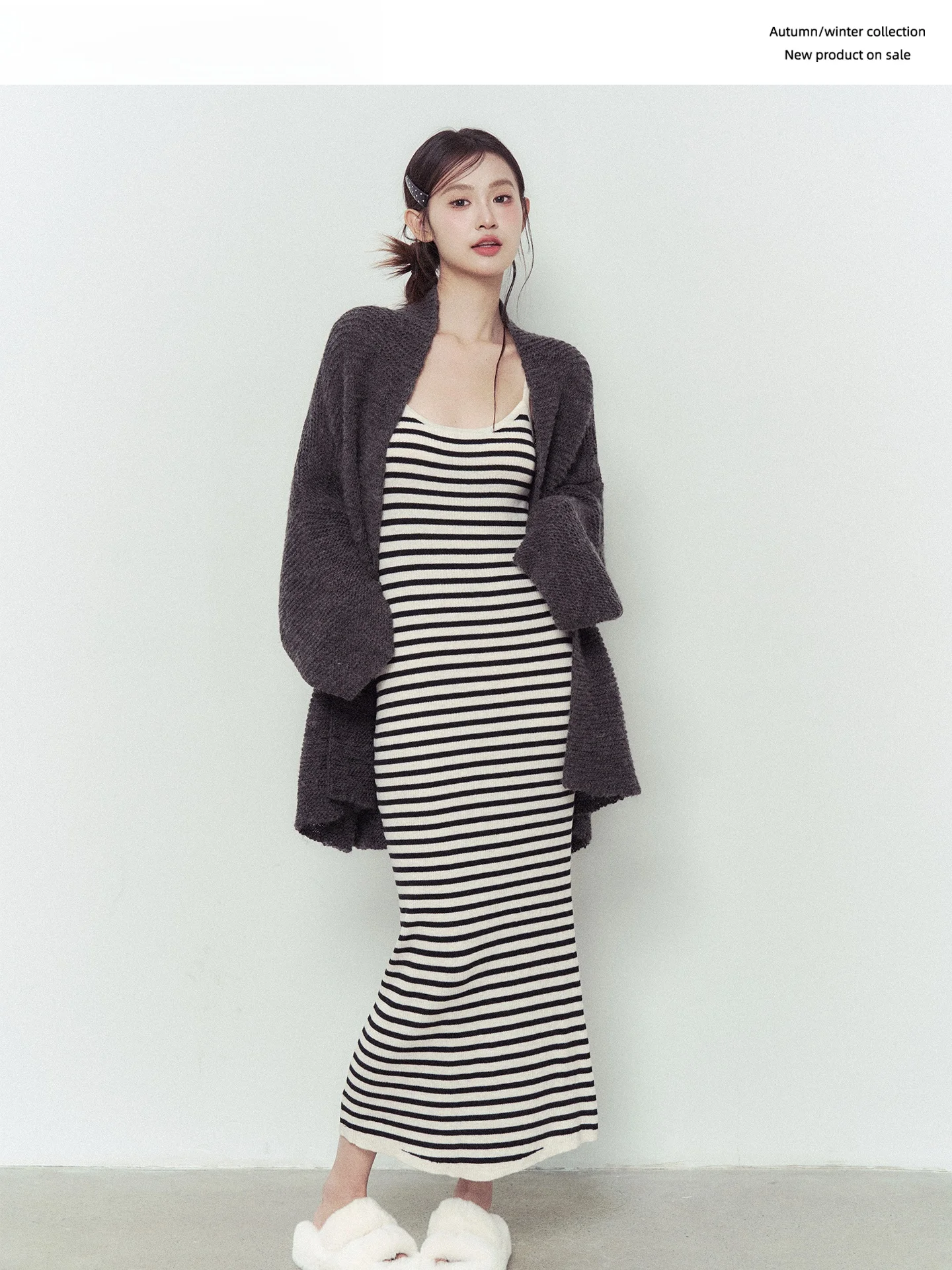 

MAXMENT Slim Fit Striped Wrap Long Dr Lazy Camere High ammage теплый кардиган свитер женский повседневный Sle Long Sve