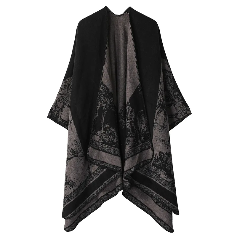 Simple New Shawl Women Thickened Summer Cloak Double-sided Warm Scarf