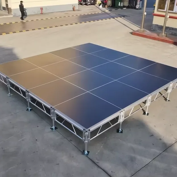 【Durable Using】SZgroup SZSP-06 1.22m X 1.22m Aluminum Alloy Modular Foldable Portable Stage Platform Adjustable Legs Quick Insta
