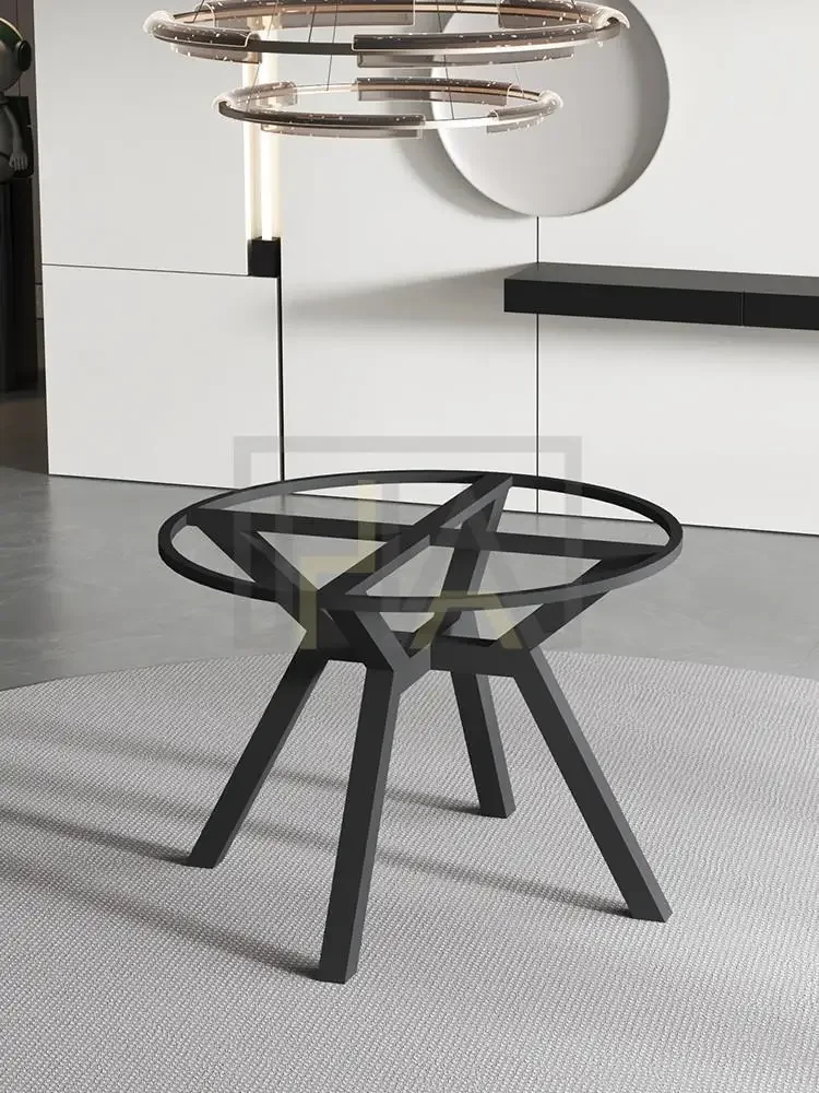 Light luxury marble round table leg bracket rock slab metal round support frame negotiation table foot dining table frame base