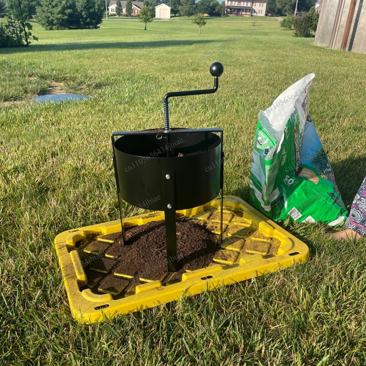Rotating soil sieve Compost mesh sieve Filter Garden potted metal dust sieve