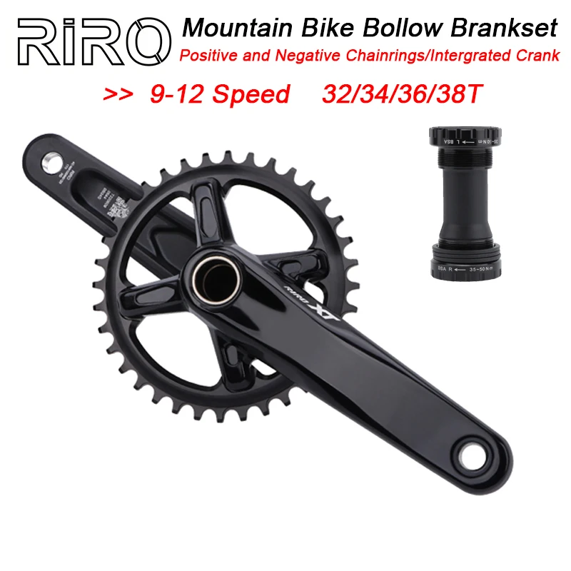 

RIRO XT 104BCD Bicycle Crankset 170mm Bike Crank Aluminum Alloy Chainring 32T 34T 36T 38T With Bottom Bracket 175mm MTB Crank